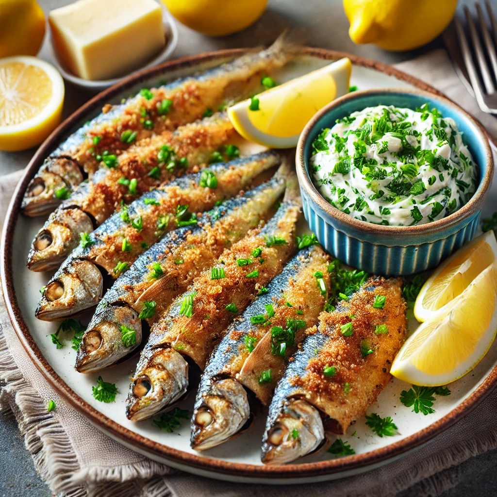 Gebakken sardines met kruidenboter