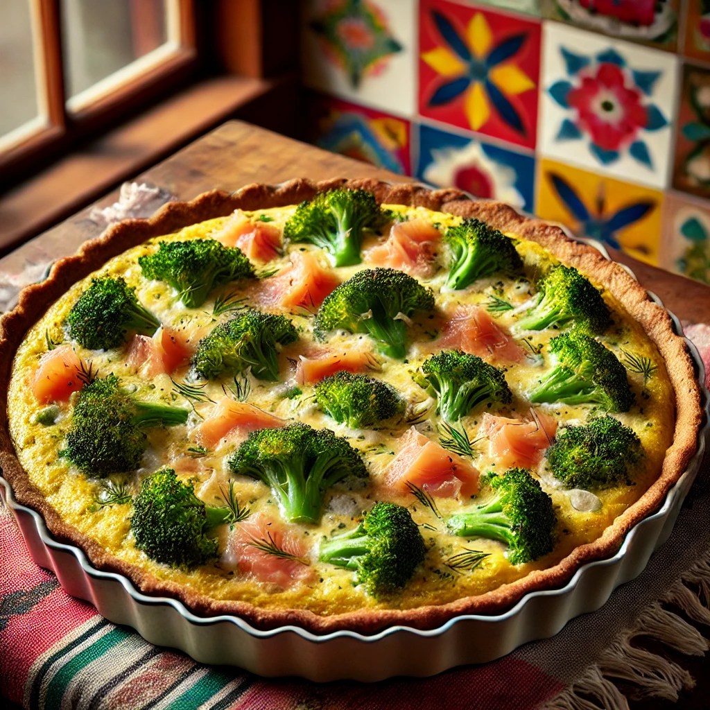 Broccoli-Zalmtaart met Mosterd en Dille