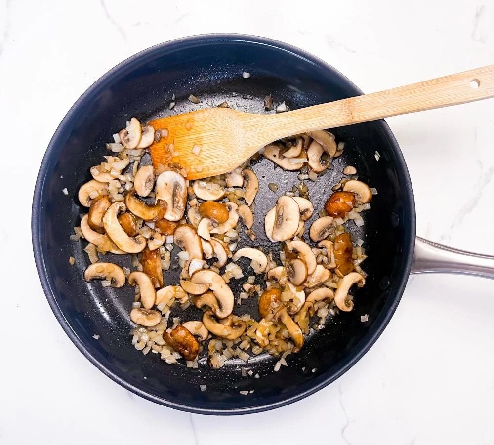 Sautéing mushrooms and onions