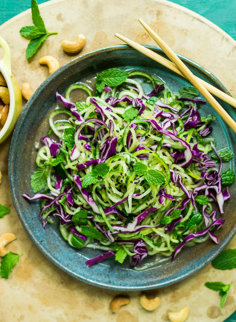 Cucumber Noodle Salad with Wasabi Cashews