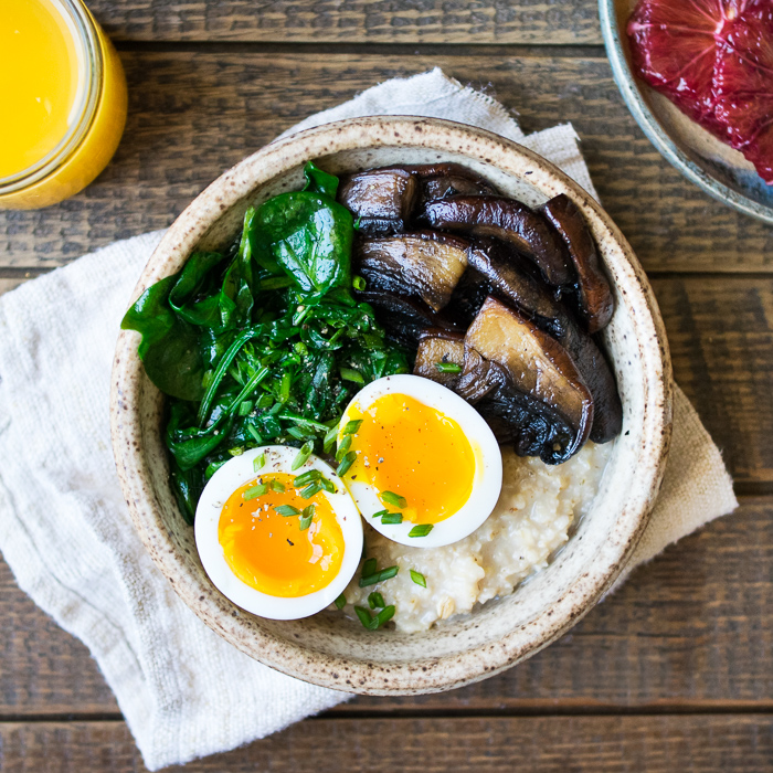 Savory Oatmeal with Spinach and Mushrooms | Reclaiming Yesterday