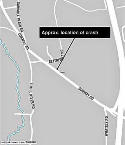 Approximate location of Deerfield fatal crash Thursday.