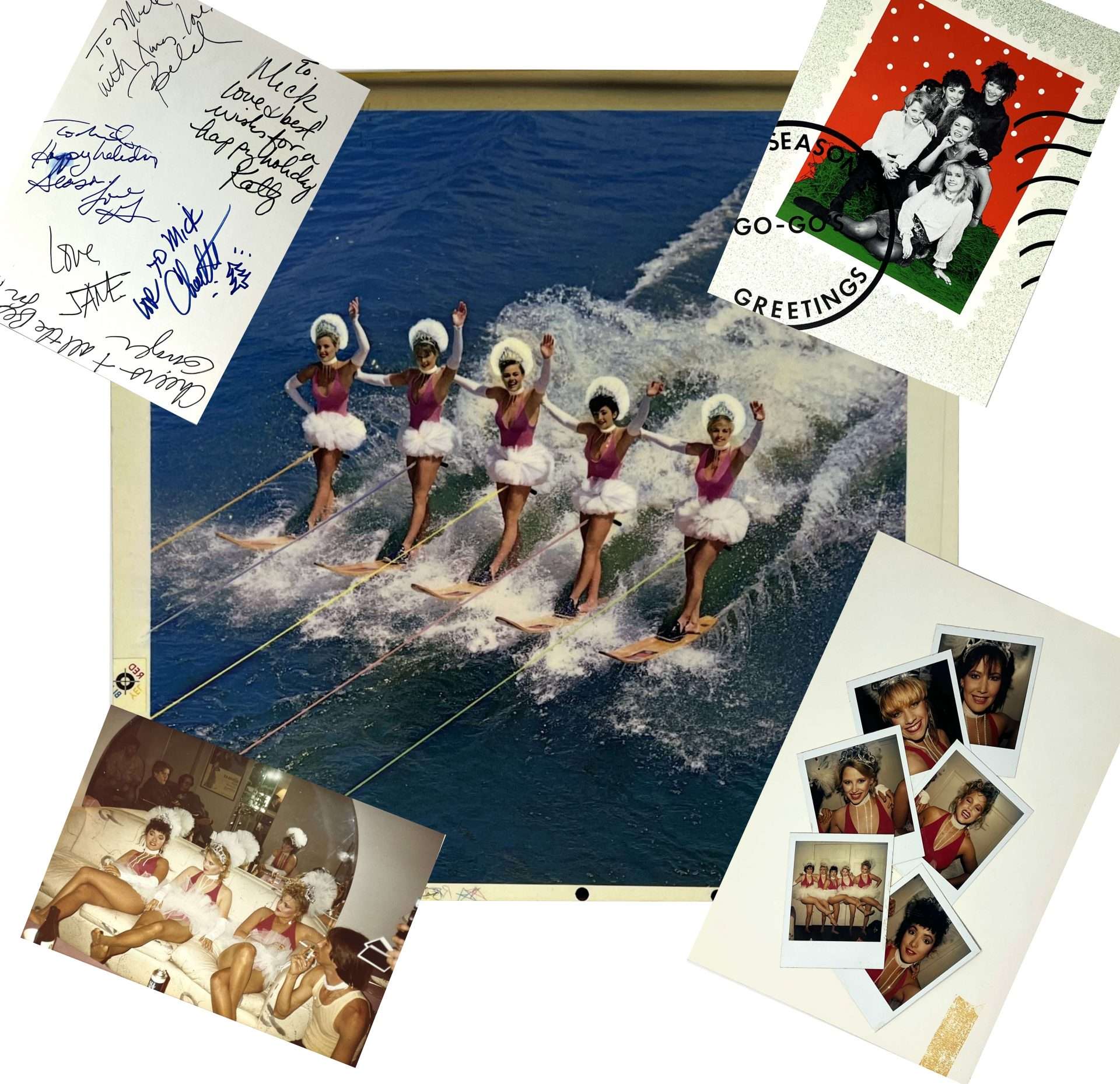 The GoGo’s – Band Signed Card, ‘Vacation’ Album Art Proof, 6 Original Polaroids + 3 Snapshots