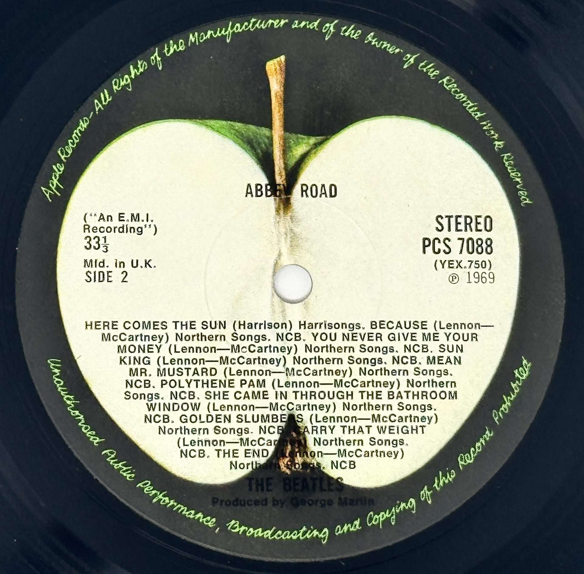 The Beatles – UK 1st Press 'Abbey Road' LP / Misaligned Apple, No
