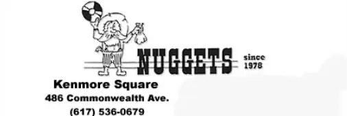 Logo of Nuggets Record Store in Kenmore Square, Boston, featuring a cartoon prospector since 1978.