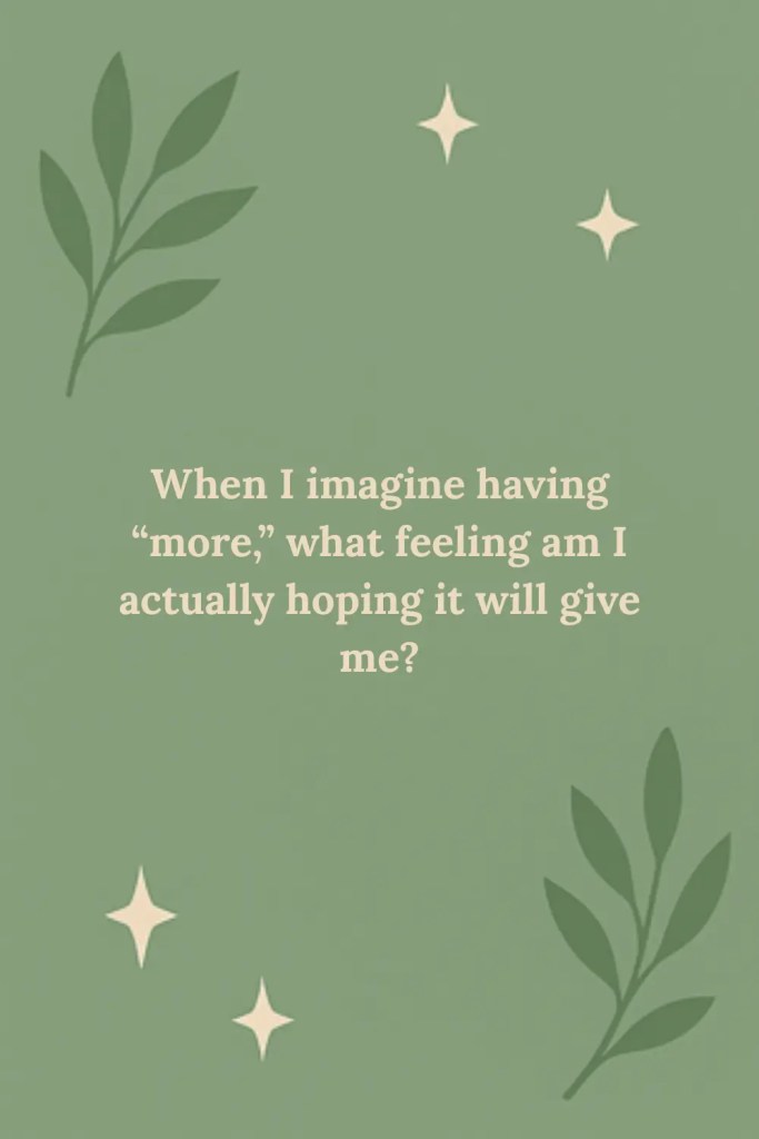 Reflection Prompt: When I imagine having “more,” what feeling am I actually hoping it will give me?
