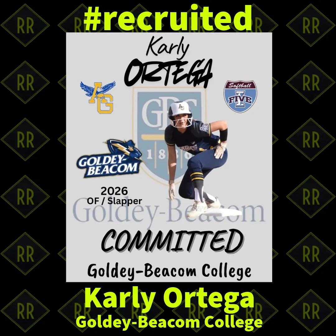 PNW softball recruit feature card showing athlete’s achievements supported by Rhoda’s recruiting coaching