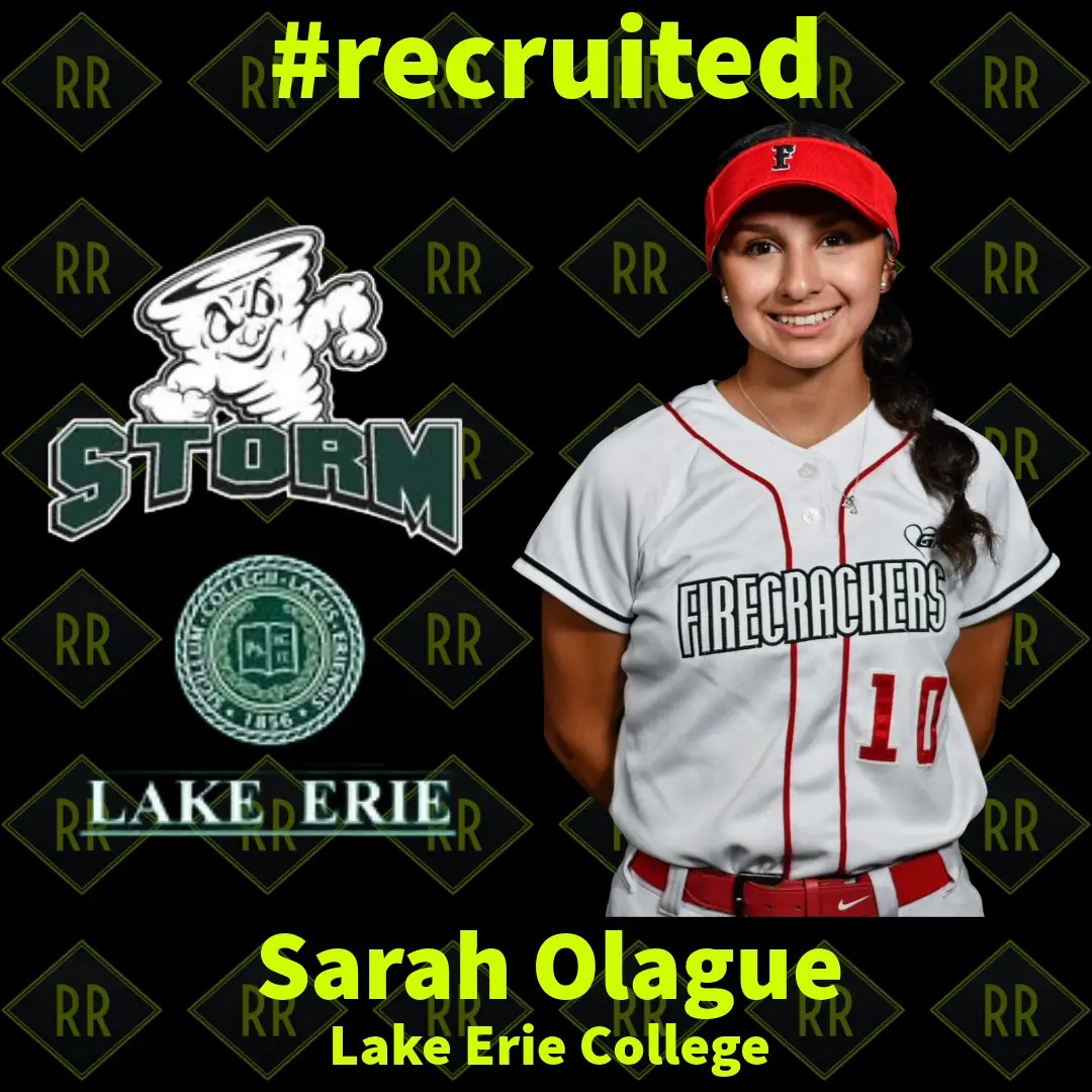 Recruiting success graphic featuring PNW athlete who advanced through Rhoda’s softball recruiting program