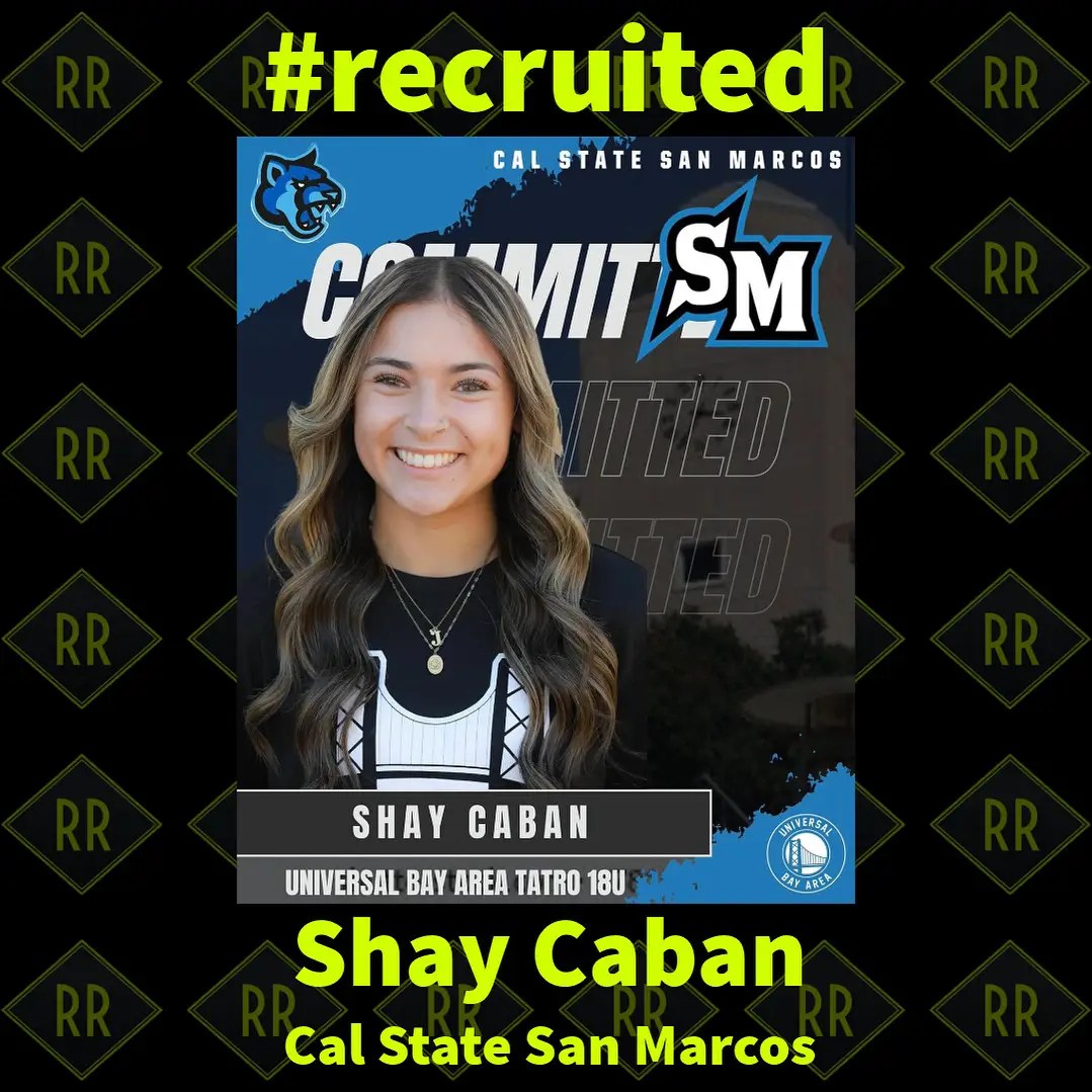 Team‑branded softball recruit card highlighting athlete’s college signing in the Pacific Northwest