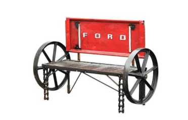Auto Parts Furniture, Red Ford Truck Metal Tailgate Bench