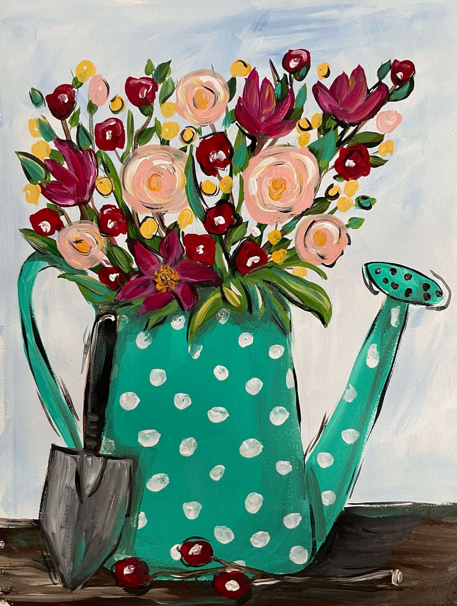 Watering Can Florals Painting Tutorial