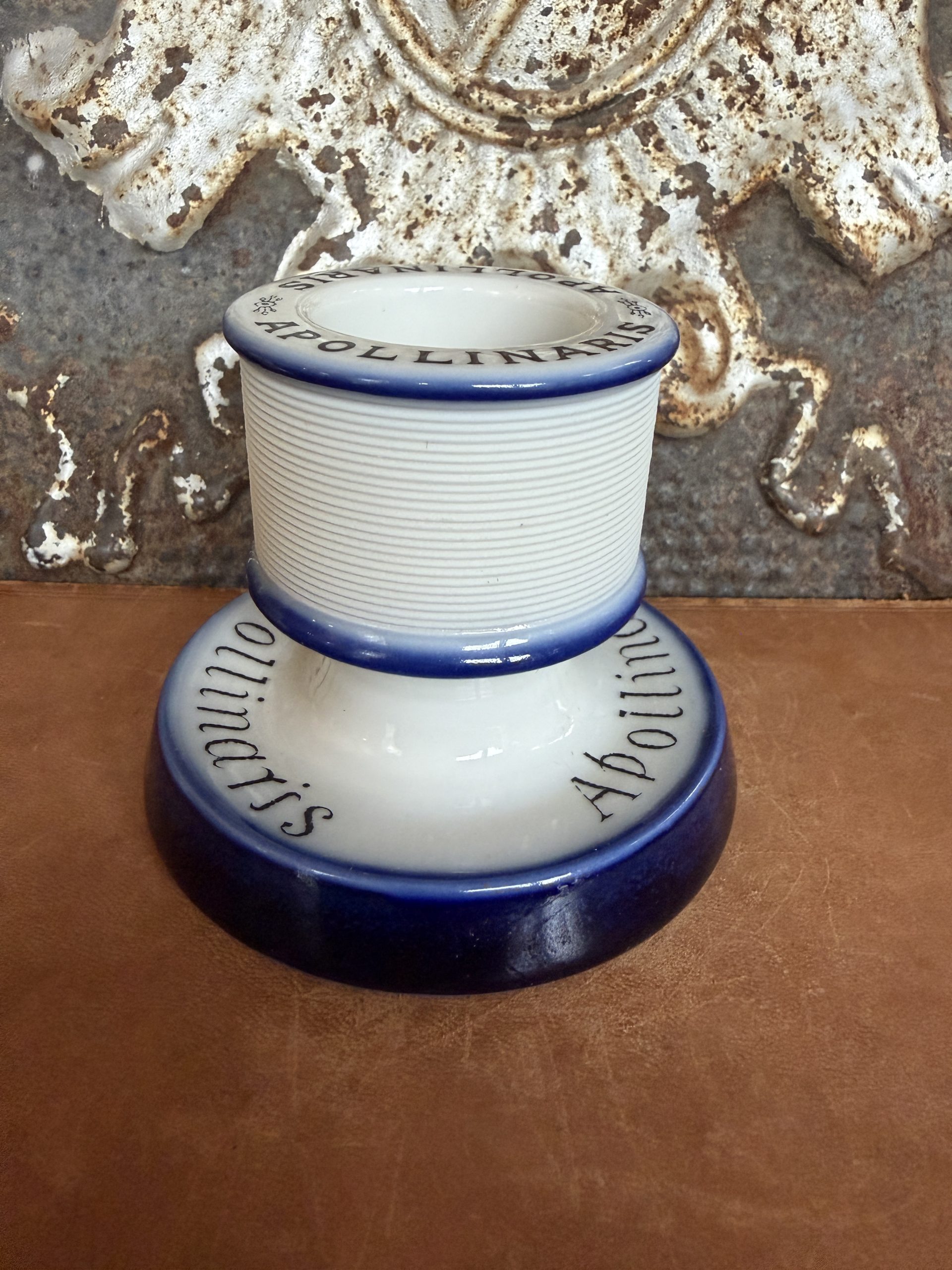 Antique Apollinaris Advertising Porcelain Match Holder & Striker, c. 1900