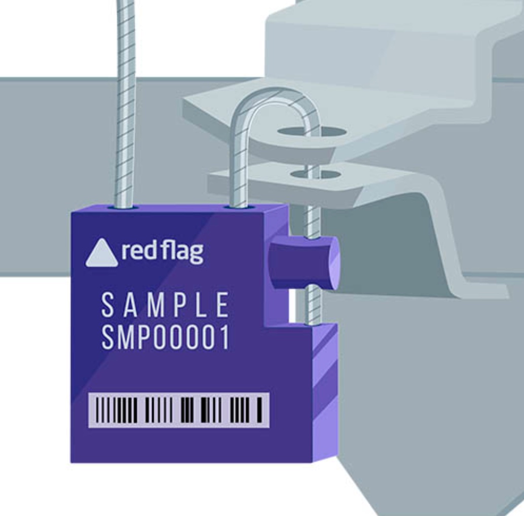 Blue Sample Duplex Red Flag. Cargo Systems Cable Seal