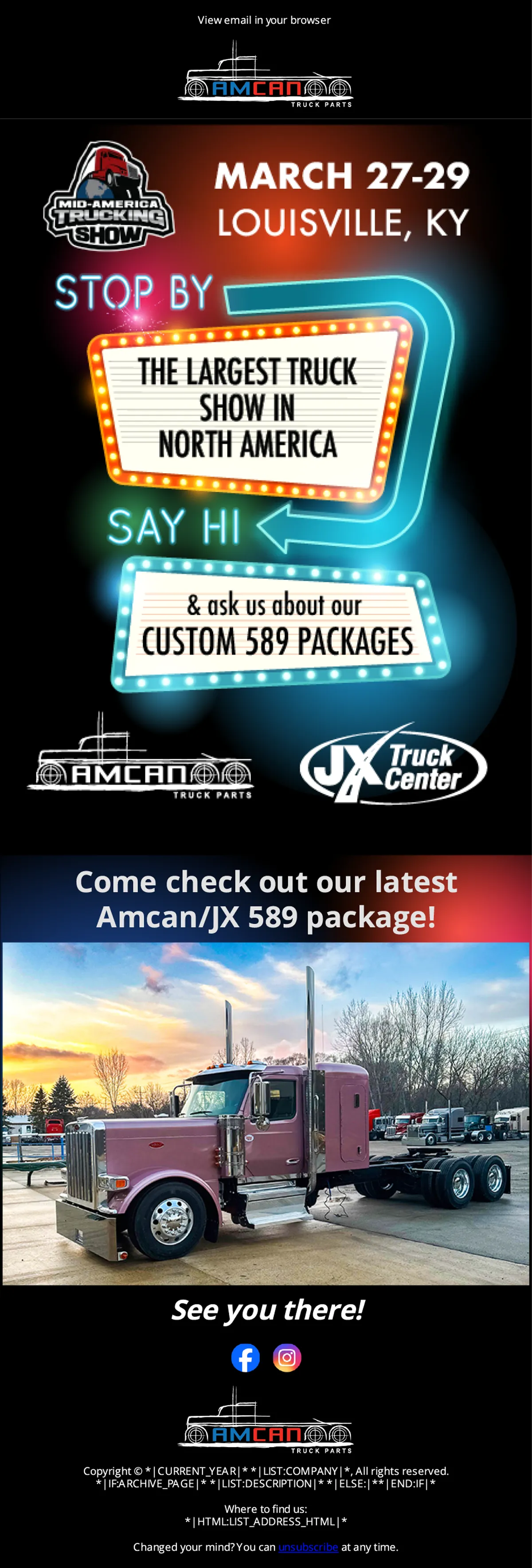 Truck show email design.