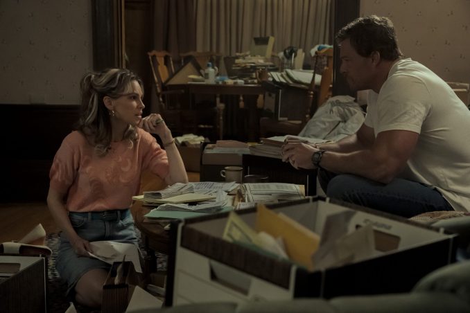 Hilary Swank as Sharon and Alan Ritchson as Ed in Ordinary Angels. Photo Credit: Allen Fraser