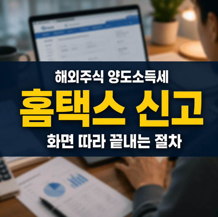 해외주식 양도소득세 홈택스 신고 화면 단계별 진행 입력 예시