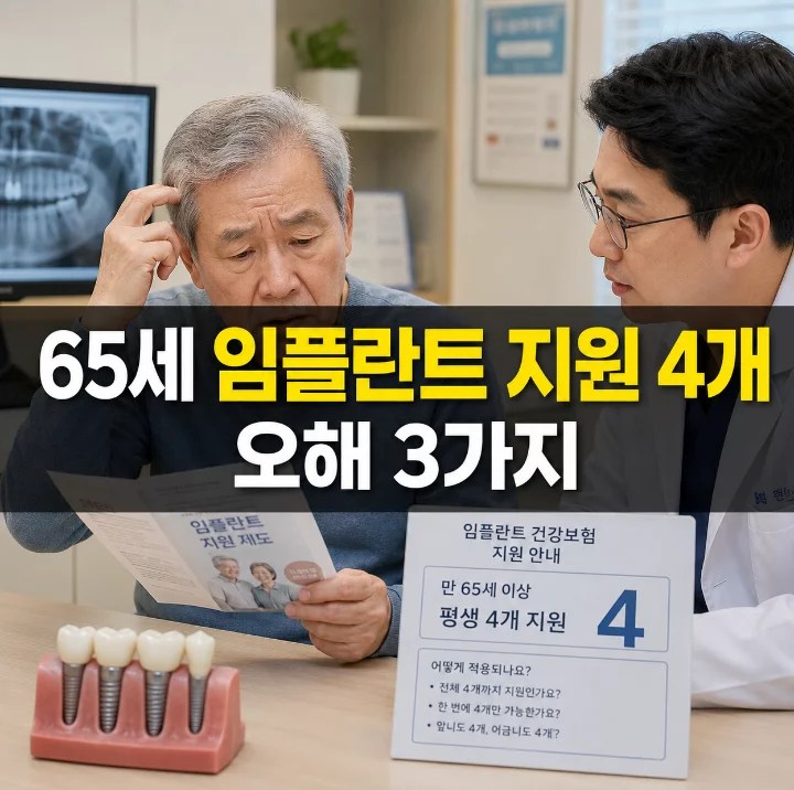 65세 임플란트 지원 4개 오해 평생 2개 한도 정리 2026