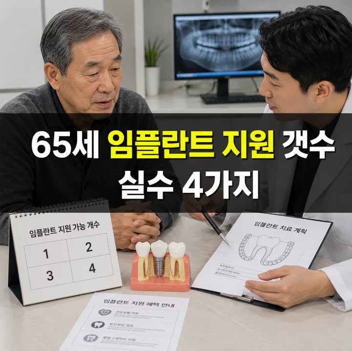 65세 임플란트 지원 갯수 평생 2개 나눠쓰기 실수 2026