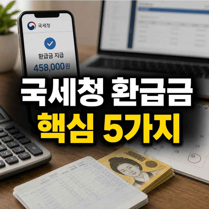 국세청 환급금 조회 화면과 미수령 환급금 안내를 보여주는 2026년 안내 이미지