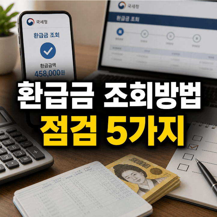 국세청 환급금 조회 방법에서 흔한 실수 5가지를 점검표로 보여주는 이미지