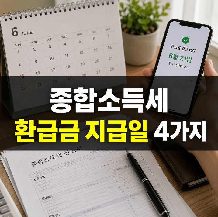 종합소득세 환급금 지급일 6월 말 7월 초 입금 시기 안내 이미지