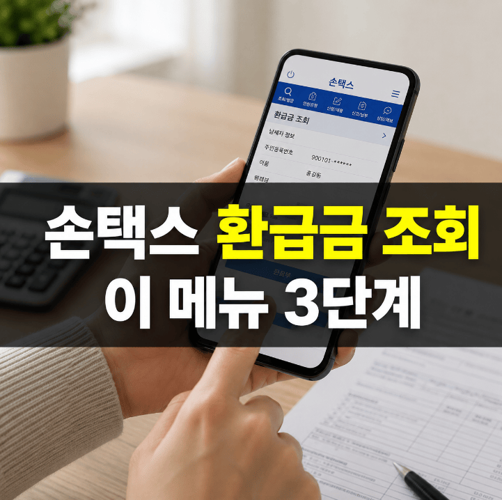 손택스 앱으로 종합소득세 환급금 조회하는 모바일 화면 안내 이미지