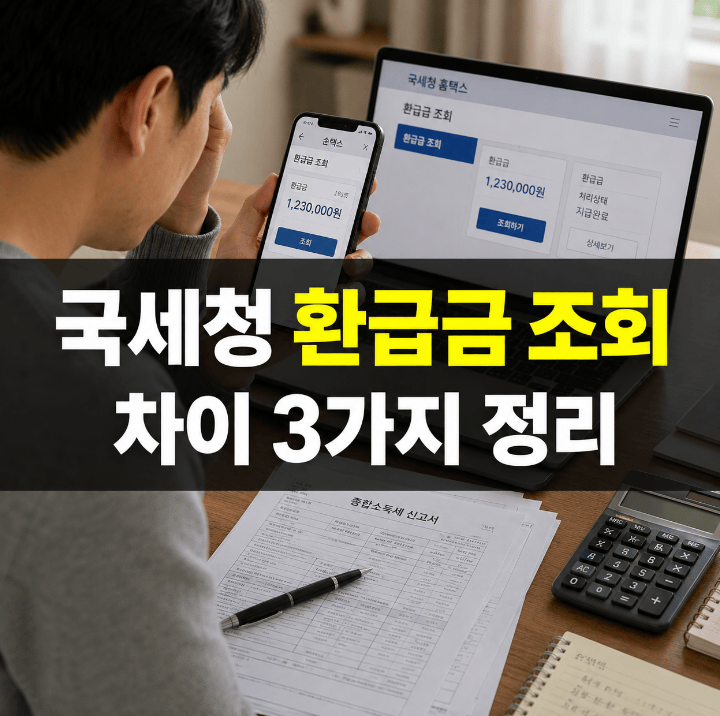 국세청 종합소득세 환급금 조회 홈택스 정부24 세무서 비교 이미지
