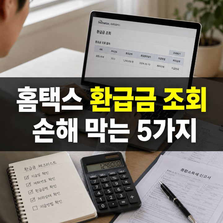 홈택스 종합소득세 환급금 조회 시 점검할 5가지 항목 안내 이미지