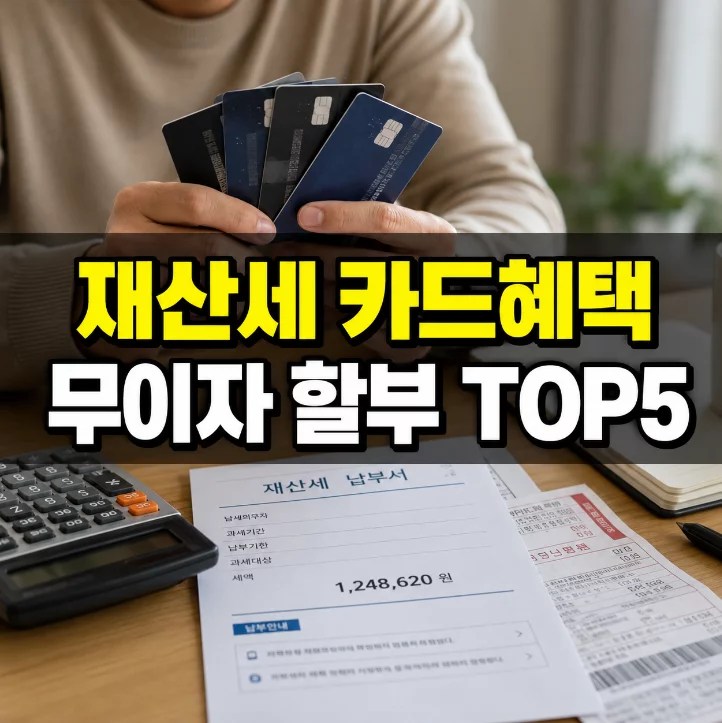 재산세 카드 혜택 무이자 할부 카드사별 비교 TOP5 안내 이미지