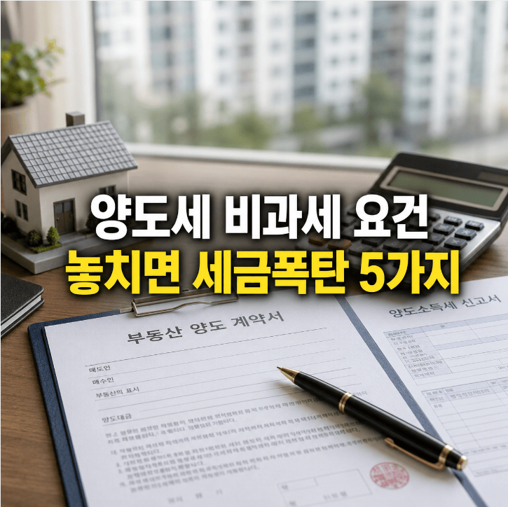 양도소득세 비과세 요건 5가지 핵심 정리 2026년 국세청 기준 인포그래픽