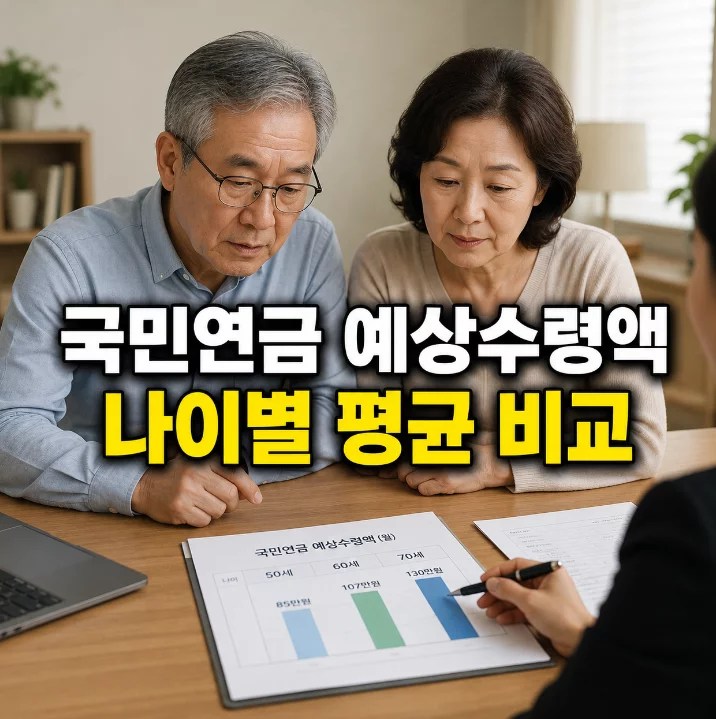 국민연금 예상수령액 출생연도별 나이 기준 비교 이미지