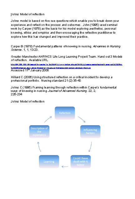 reflective essay using johns model