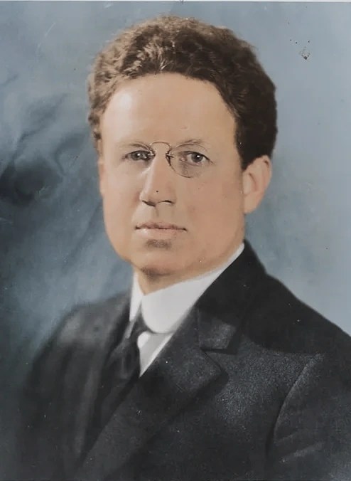 Portrait of Harry Emerson Fosdick Lightly colorized by Reformed Dogmatika; original source detail retained.