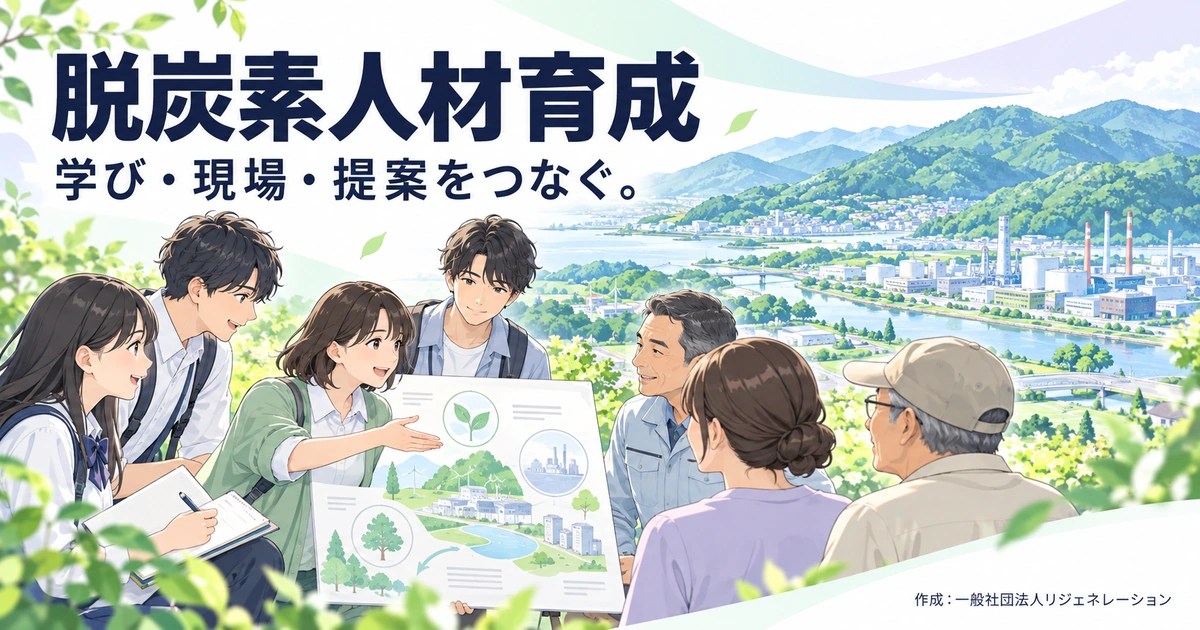 脱炭素人材育成プログラムの考え方を伝える概念イラスト。実施風景の写真ではない。
