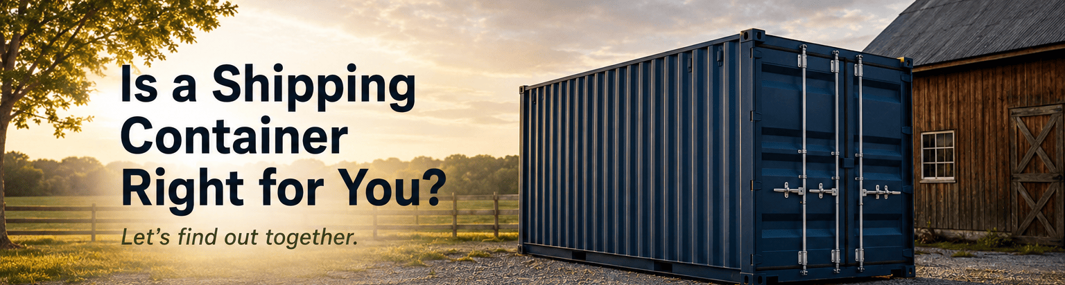 20-foot shipping container on residential property used for secure home storage