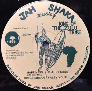 英12” Bim Sherman / Yabby Youth Happiness SHAKA830 Jah Shaka Music /00250 Bim Sherman / Yabby Youth – Happiness – All Night Flight Records