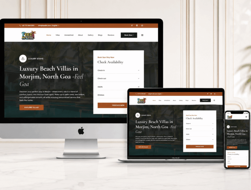 Luxury Villa Website Design by Swan Technologies for Feel Goa morjim Goa