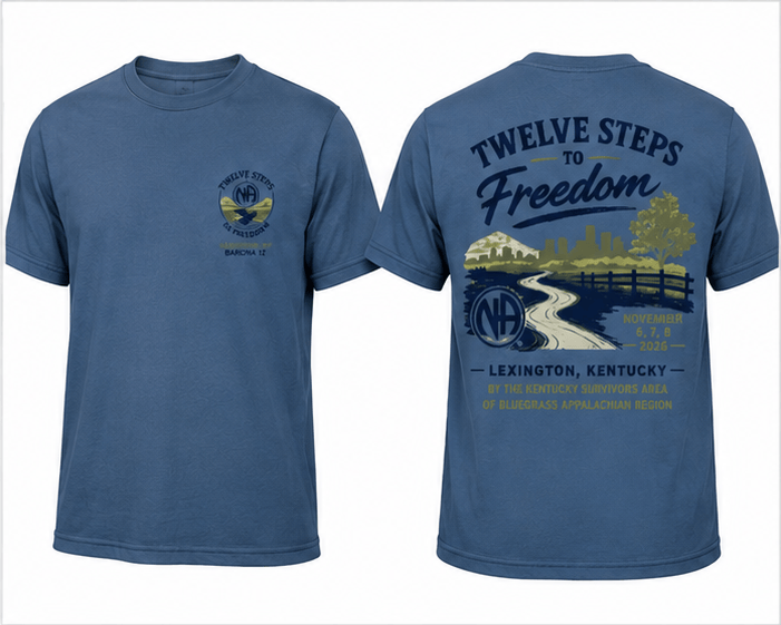 Twelve Steps to Freedom T-Shirt Indigo Blue