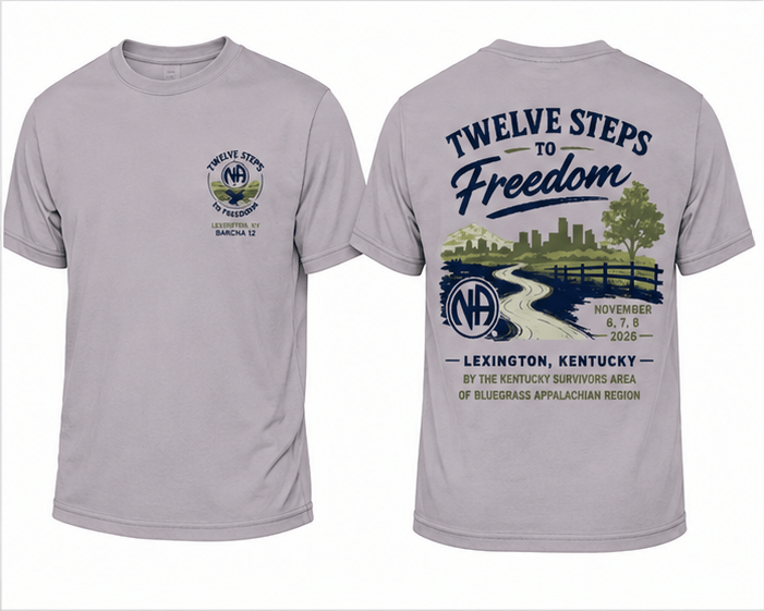 Twelve Steps to Freedom T-Shirt Ice Grey