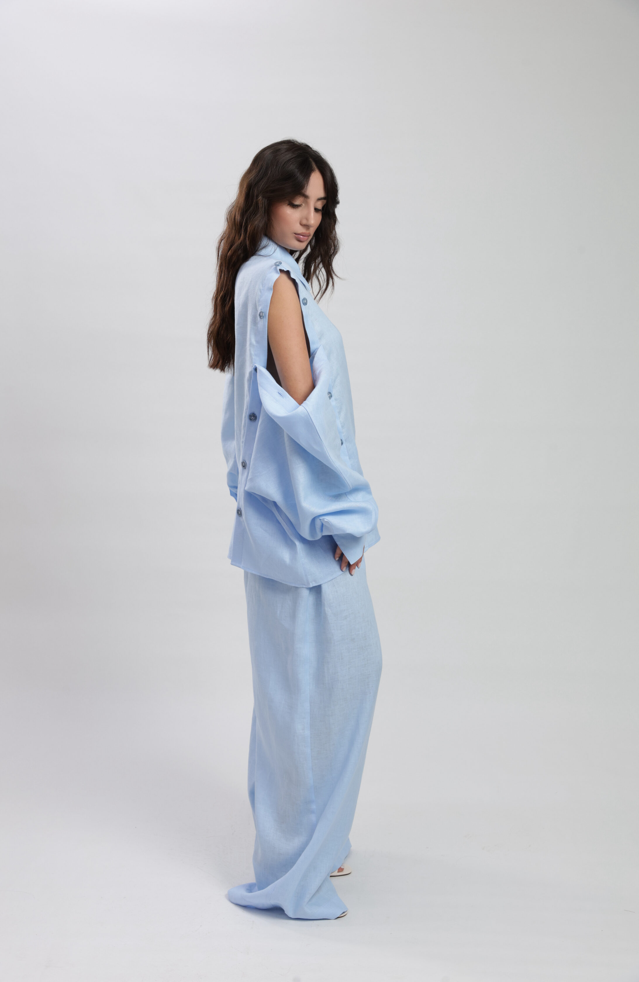 Cem Baby Blue Linen Shirt