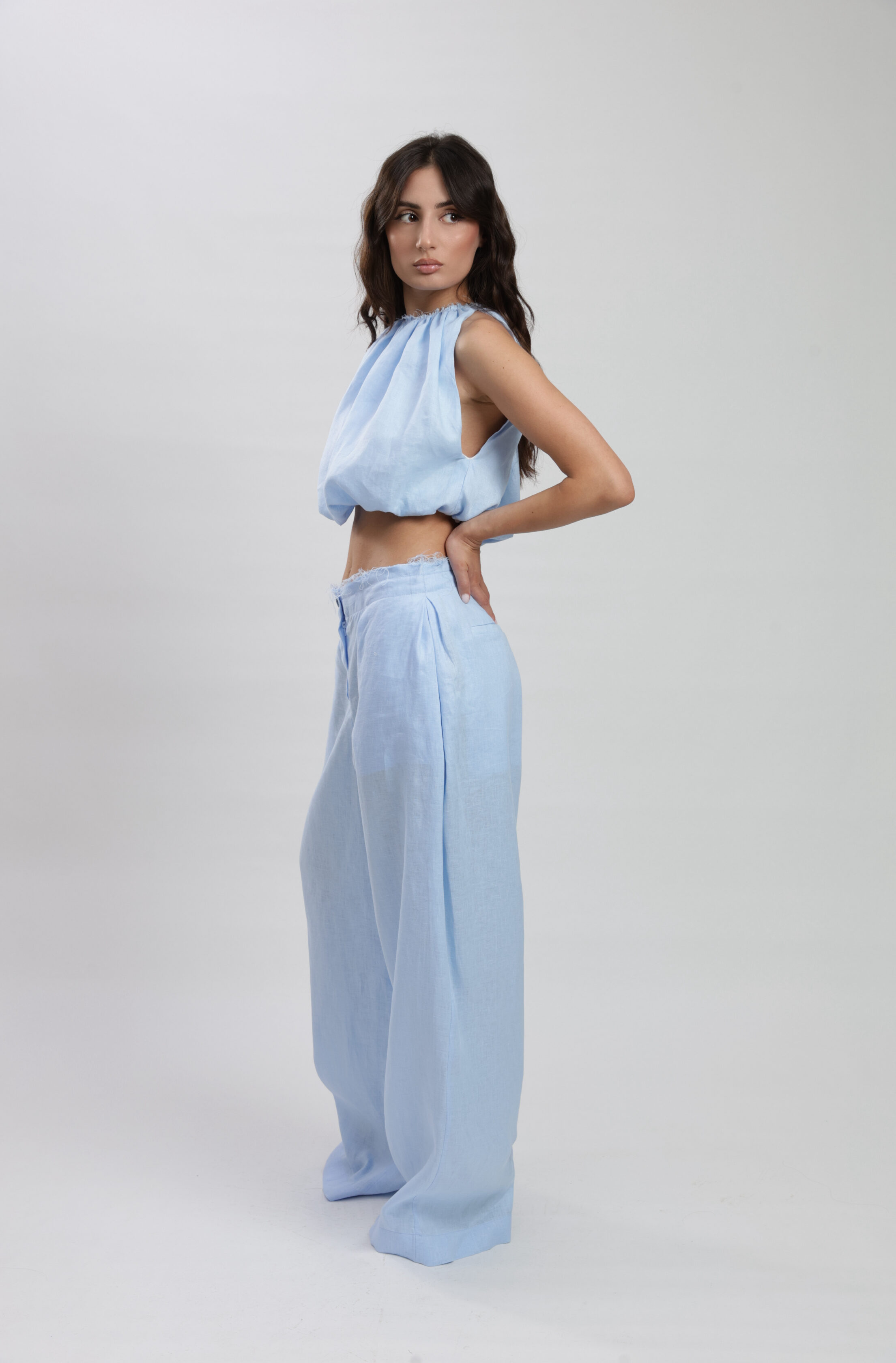Cem Baby Blue Linen Pants