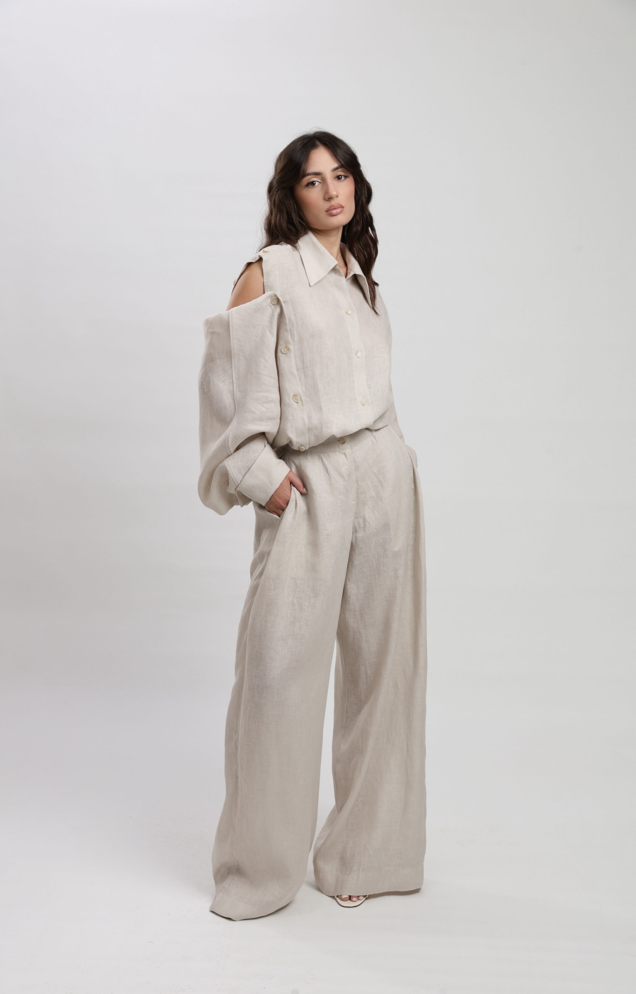 Cem Beige Linen Pants