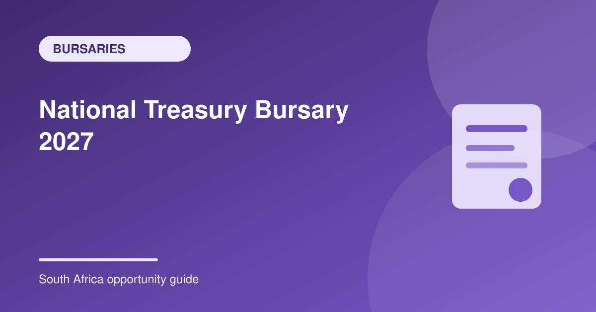 National Treasury External Bursary 2027: Applications Close 30 September 2026
