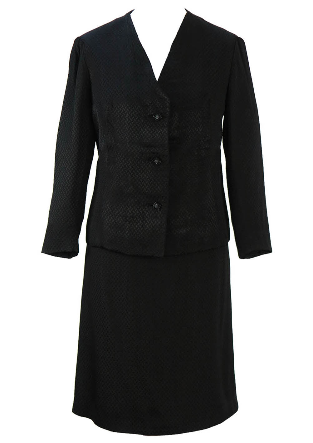 m*m様 1950s Vintage 2piece Setup Suit Vintage 1950's Black Textured Two Piece Suit - L | Reign Vintage