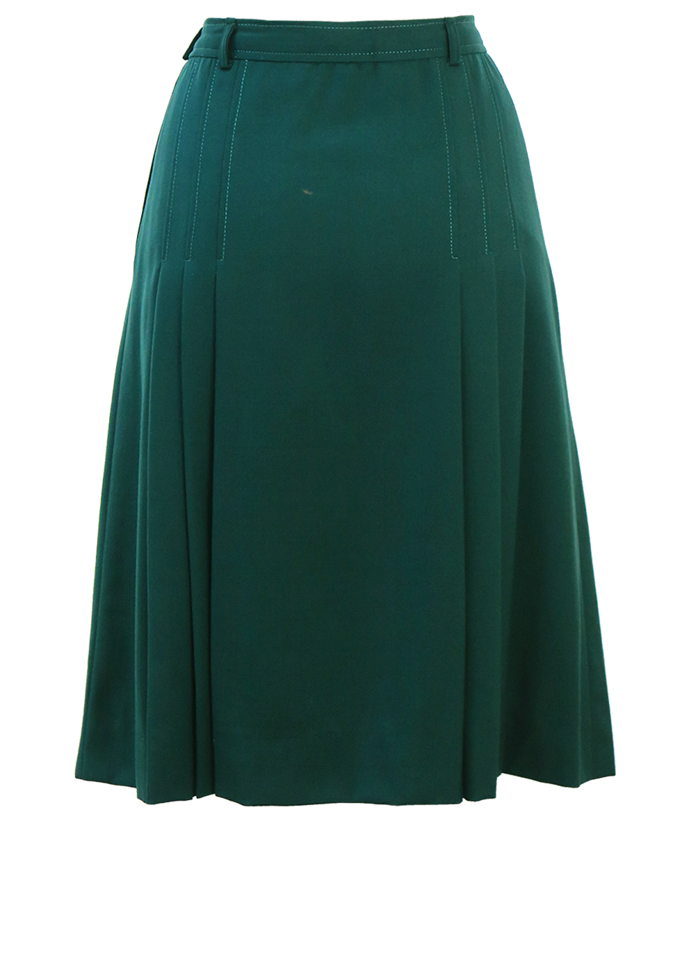 スカート Regi Dark Green Flare Skirt S Vintage 70's Bottle Green Flared Midi Skirt with Side Pleat Detail