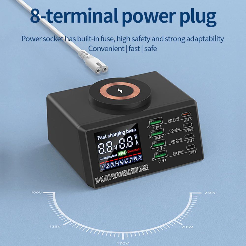 شاحن وايرليس سريع مع 8 منافذ شحن وشاشة FAST 8 PORT CHARGER - Image 2