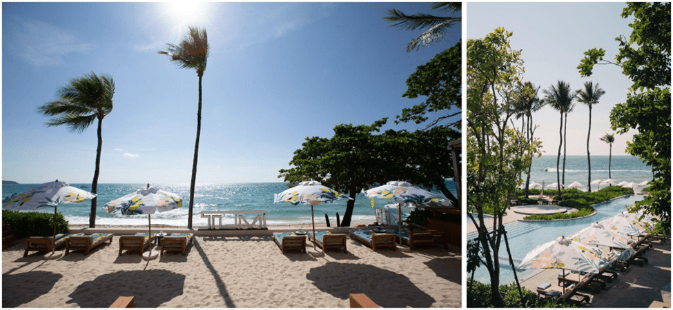 蘇梅島海灘陳設的地中海風格造景與明亮色彩行李箱