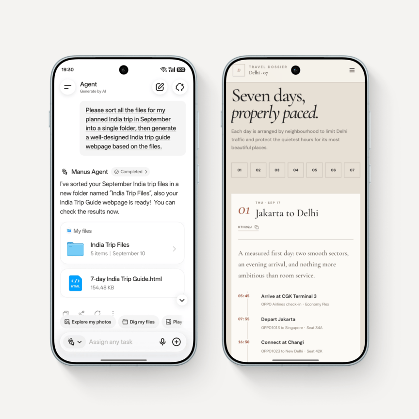 ColorOS 17 AI Mind Pilot Agent Mode organizing files and creating content on device