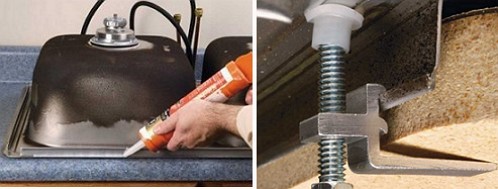 Установка раковины в столешницу на кухне из искусственного камня на герметик - ф