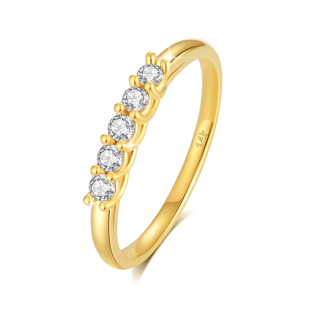 Anillo de oro 100% auténtico de 14k con de diamantes de moissanita